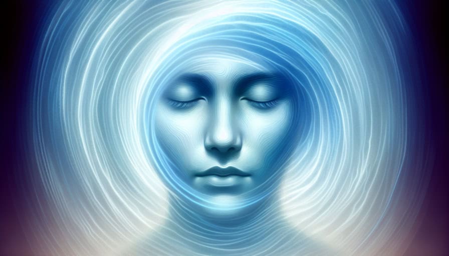 person surrounded by a calming blue aura