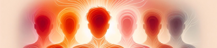 different shades of orange auras