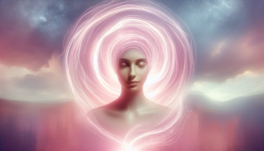 person with a baby pink aura