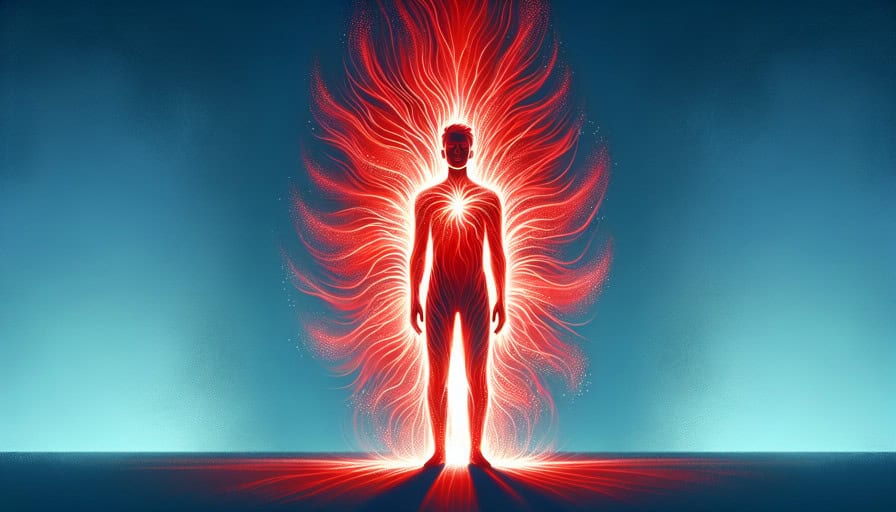 person with a bright red aura