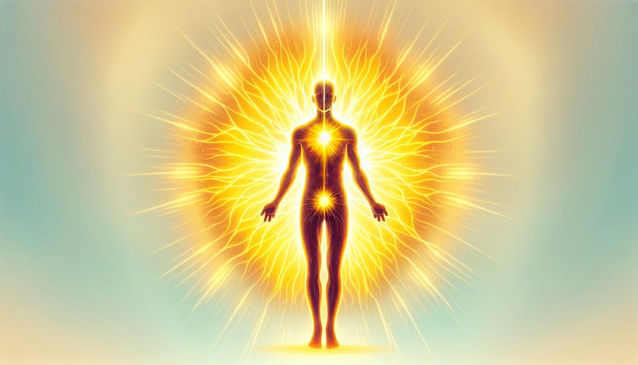 glowing yellow aura