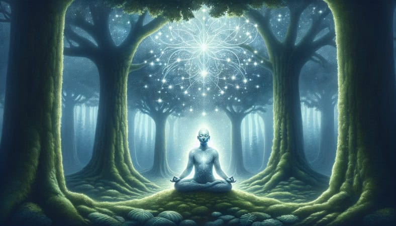 person meditating and connecting with higher realms