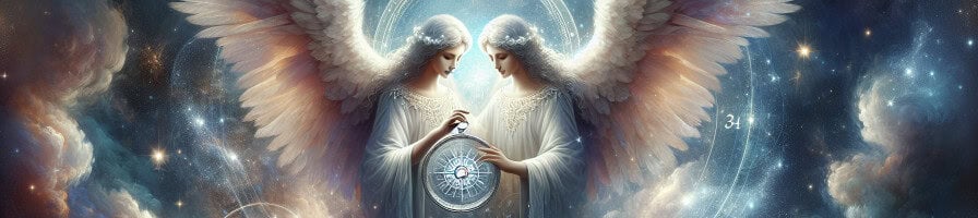 angels depicted in a celestial artwork