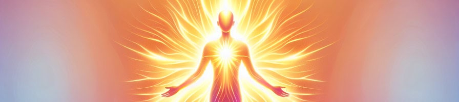 a person surrounded by a radiant gold aura